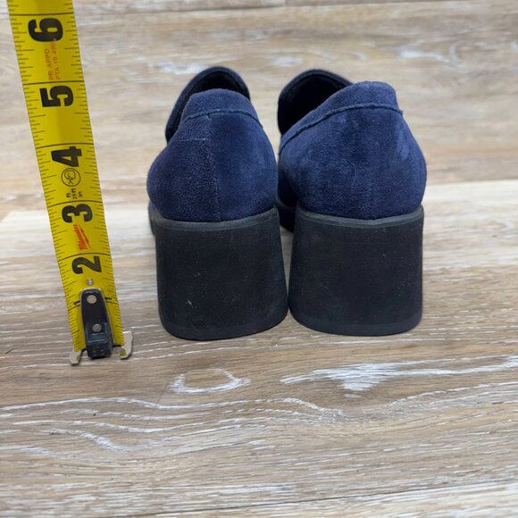 Hush Puppies Navy Suede Block Heel Plaftform Slip On Shoes Women's Size 7 - Picture 3 of 5